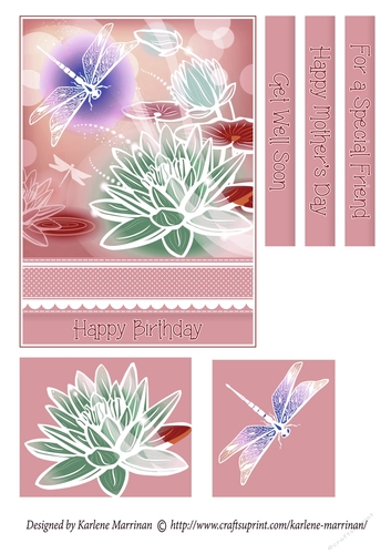 Bright Dragonfly Card Topper - Peach Pink