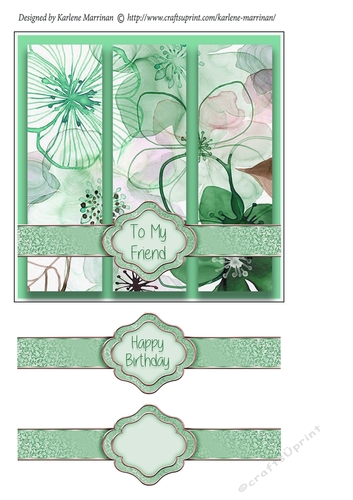 Floral Tri Panel Card Topper - Sage Green