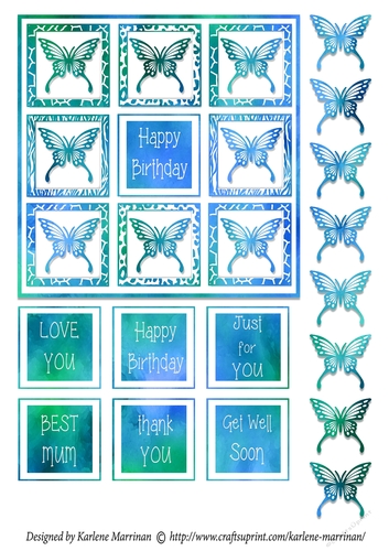 Shadow Box Butterfly Card Topper - Blue Alcohol