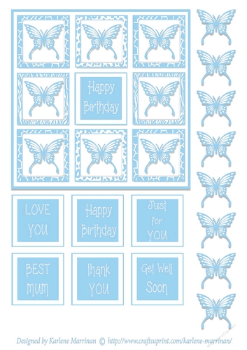 Shadow Box Butterfly Card Topper - Baby Blue