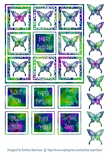 Shadow Box Butterfly Card Topper - Purple & Green