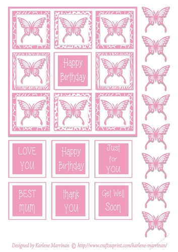 Shadow Box Butterfly Card Topper - Baby Pink