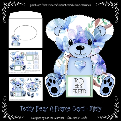 Misty - A Frame Floral Teddy Bear Card