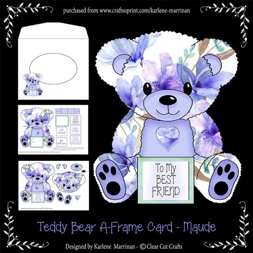 Maude - A Frame Floral Teddy Bear Card