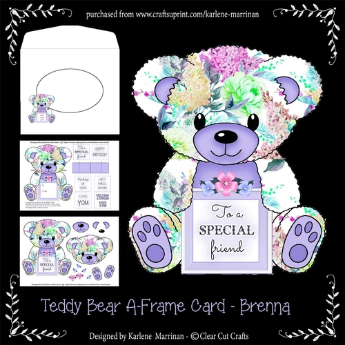 Brenna  - A Frame Floral Teddy Bear Card