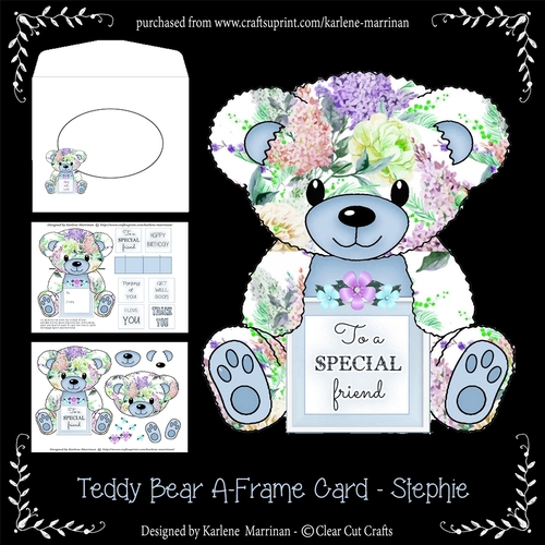 Stephie  - A Frame Floral Teddy Bear Card