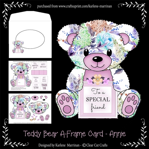 Annie  - A Frame Floral Teddy Bear Card