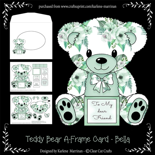 Bella  - A Frame Floral Teddy Bear Card