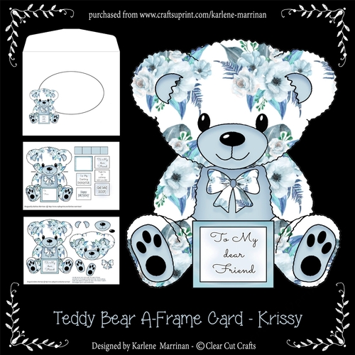 Krissy - A Frame Floral Teddy Bear Card