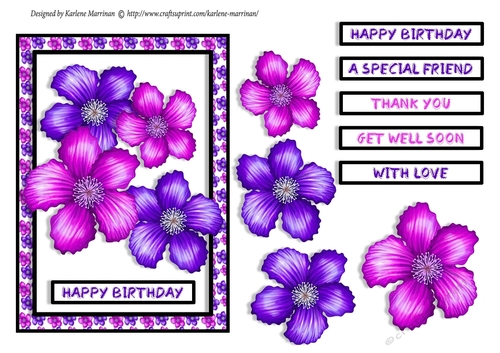 Simply Floral Card Topper - Pink & Purple