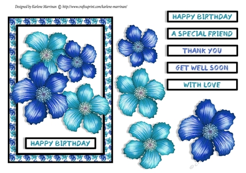 Simply Floral Card Topper - Turquoise and Blue