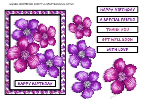 Simply Floral Card Topper - Scarlet & Magenta