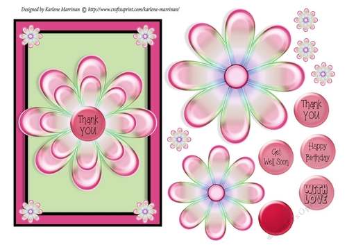 Rainbow Floral Card Topper - Red & Green