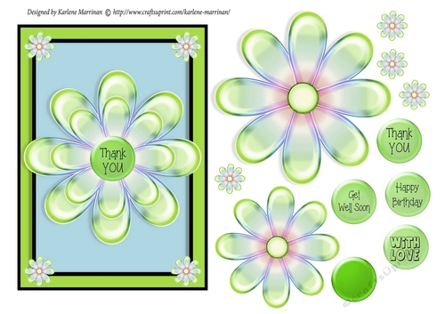 Rainbow Floral Card Topper - Blue & Green