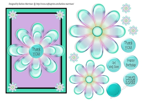 Rainbow Floral Card Topper - Pink & Aqua