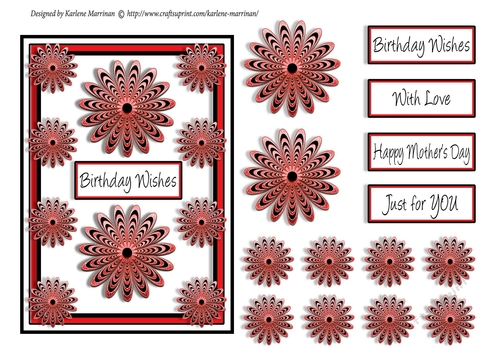Pinwheel Floral Card Topper - Orange