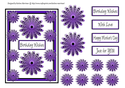 Pinwheel Floral Card Topper - Purple