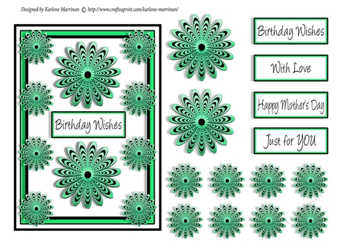 Pinwheel Floral Card Topper - Green