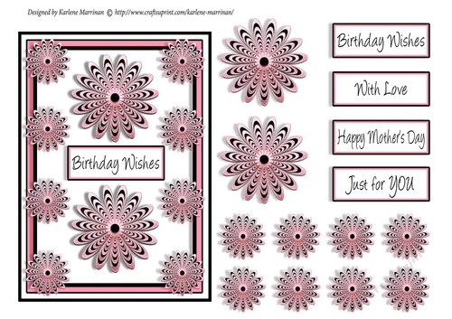 Pinwheel Floral Card Topper - Baby Pink