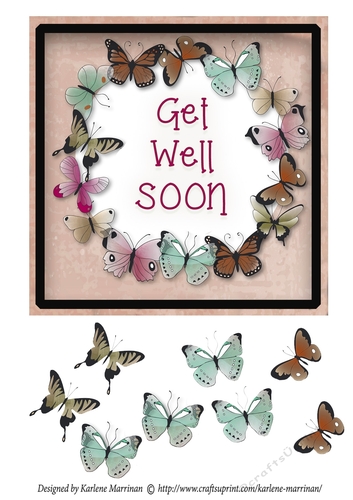 Butterfly Ring Card Topper - Pink - Get Well Soon