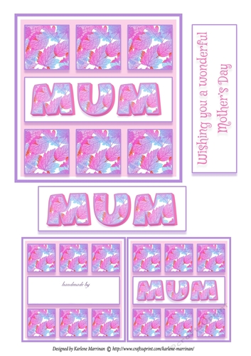 Mum Panel Card Topper & Gift Card - Pink