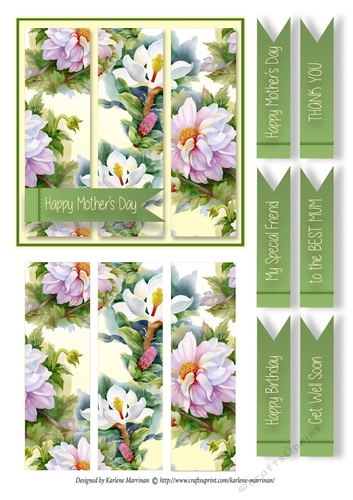 Floral Panel Card Topper & Gift Card - Olive & Yellow