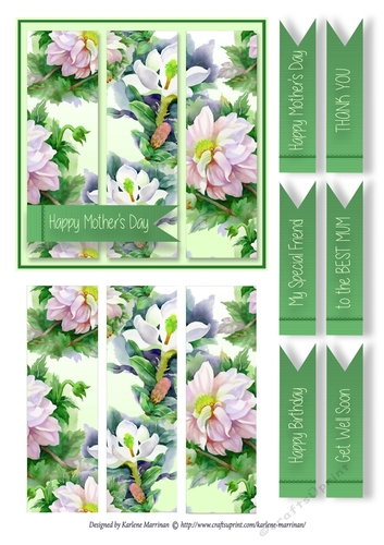 Floral Panel Card Topper & Gift Card - Green
