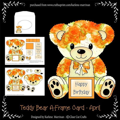 April - A Frame Teddy Bear Card
