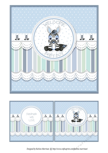 Baby Boy Zebra Card Topper - Blue