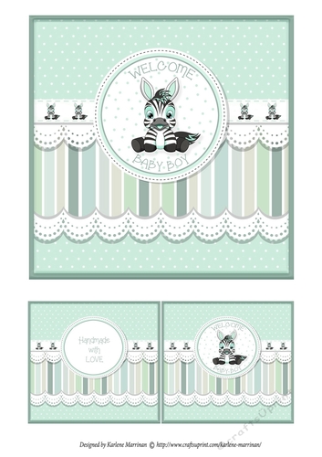 Baby Boy Zebra Card Topper - Mintgreen