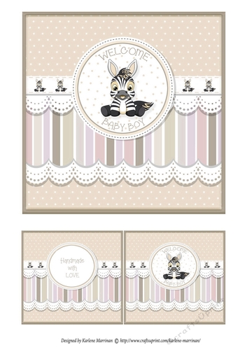 Baby Boy Zebra Card Topper - Brown