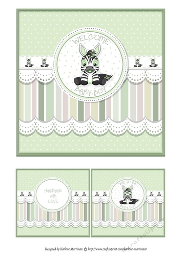 Baby Boy Zebra Card Topper - Green