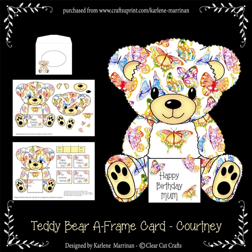 Courtney - A Frame Butterfly Teddy Bear Card