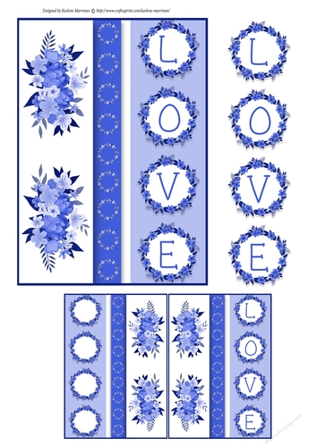 Love Wreath Card Topper - Blue