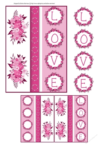 Love Wreath Card Topper - Pink