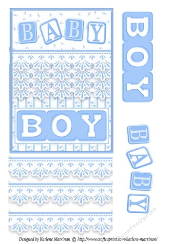 Baby Boy Block Card Topper - Blue