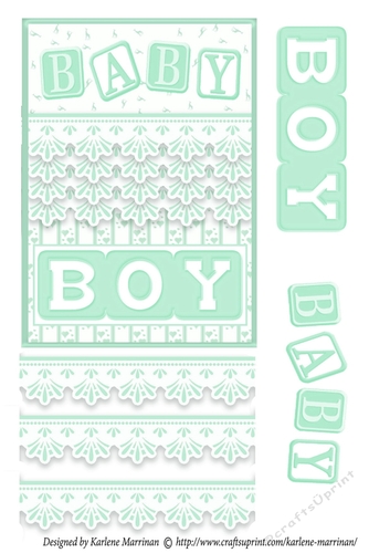 Baby Boy Block Card Topper - Green