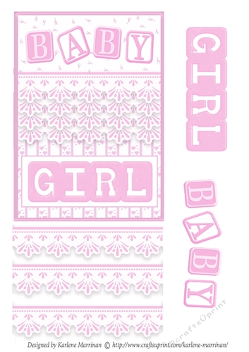 Baby Girl Block Card Topper - Pink