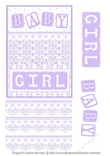 Baby Girl Block Card Topper - Mauve