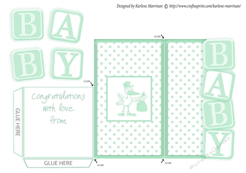 Baby Block Money, Voucher Pocket/Wallet/Envelope - Green