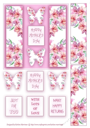 Butterfly Panel Floral Topper - Pink