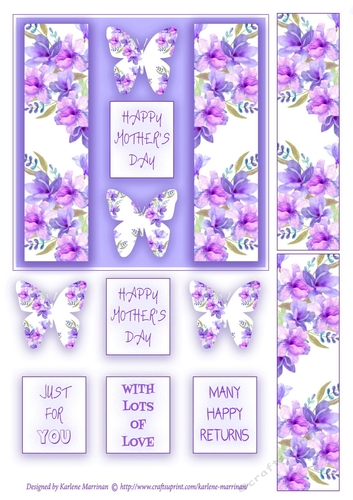 Butterfly Panel Floral Topper - Purple
