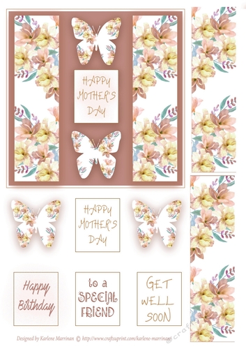 Butterfly Panel Floral Topper - Gold