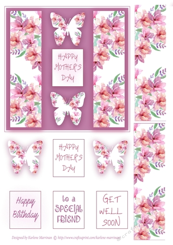 Butterfly Panel Floral Topper - Soft Plum