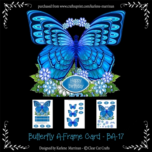 Butterfly A-Frame Card - B17 - Blue