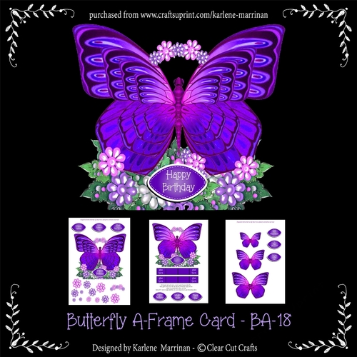 Butterfly A-Frame Card - B18 - Purple