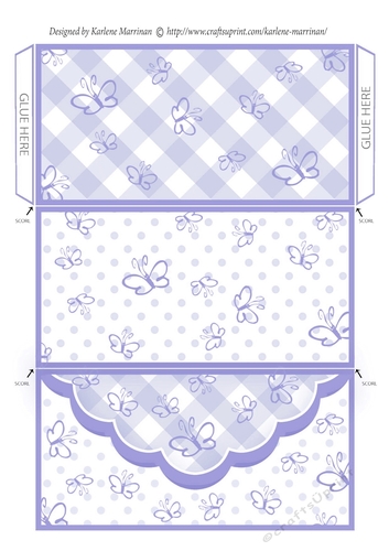 Butterfly Gingham Money, Voucher Wallet/Envelope/Pocket - Mauve