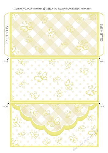 Butterfly Gingham Money, Voucher Wallet/Envelope/Pocket - Yellow