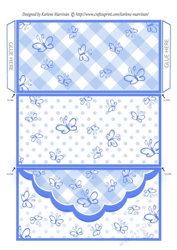 Butterfly Gingham Money, Voucher Wallet/Envelope/Pocket - Dark Blue