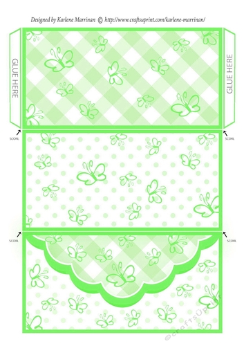 Butterfly Gingham Money, Voucher Wallet/Envelope/Pocket - Lime Green